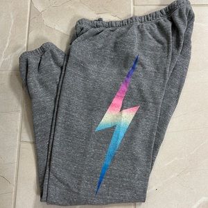 Grey Aviator Lightening Bolt Joggers